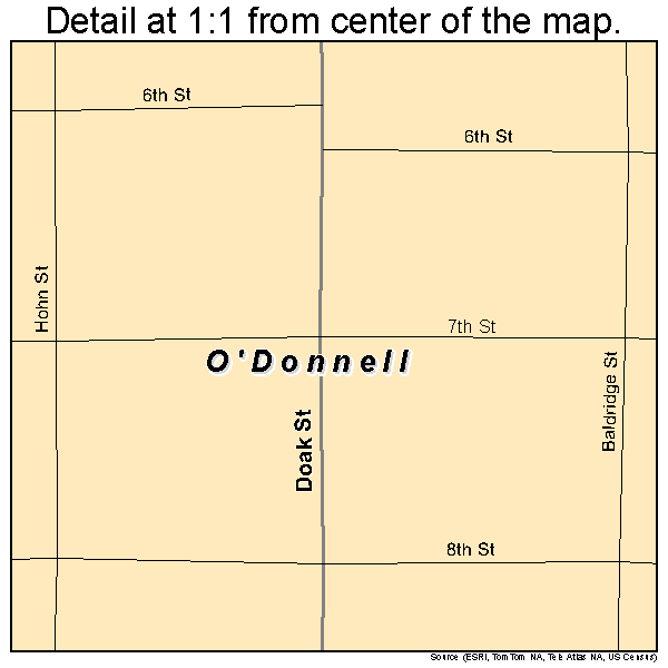 O'Donnell, Texas road map detail