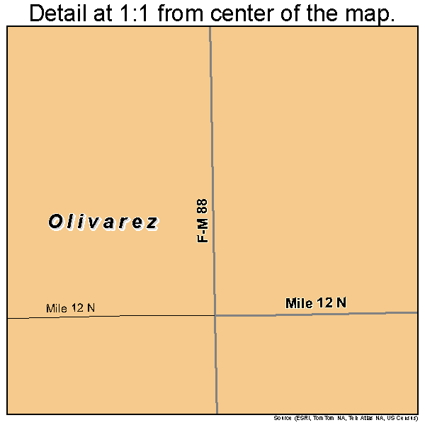 Olivarez, Texas road map detail