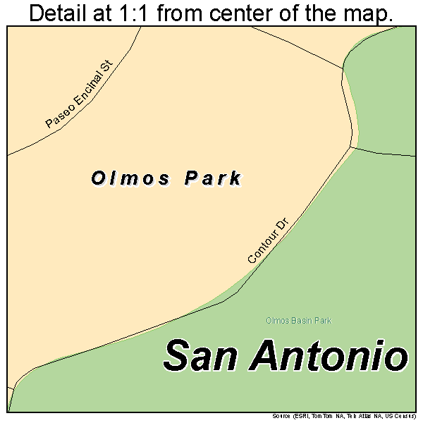 Olmos Park, Texas road map detail