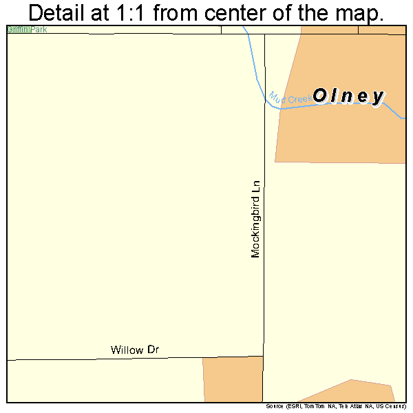 Olney, Texas road map detail
