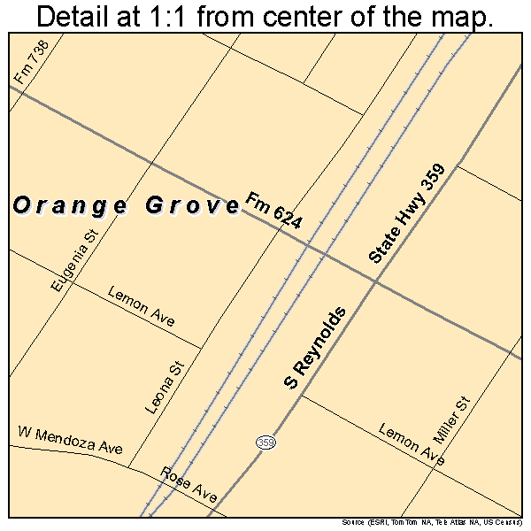 Orange Grove, Texas road map detail
