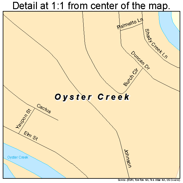 Oyster Creek, Texas road map detail