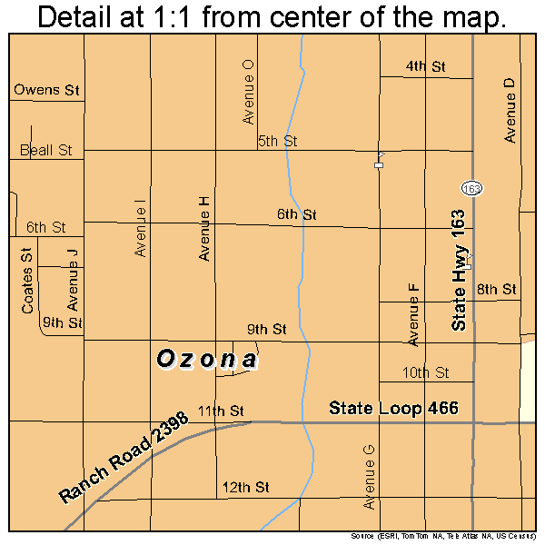 Ozona, Texas road map detail