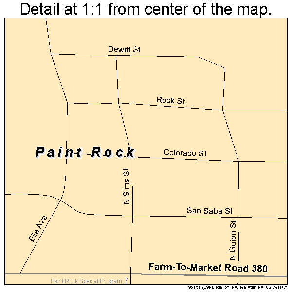 Paint Rock, Texas road map detail