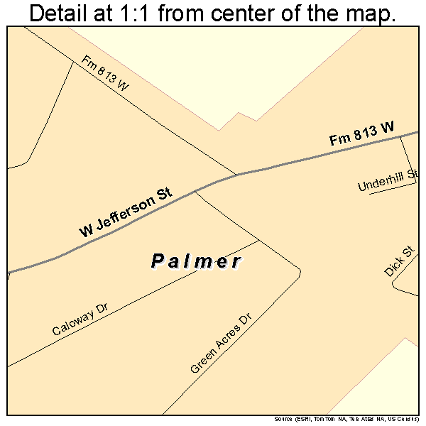 Palmer, Texas road map detail