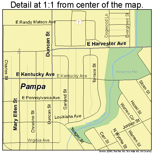 Pampa, Texas road map detail