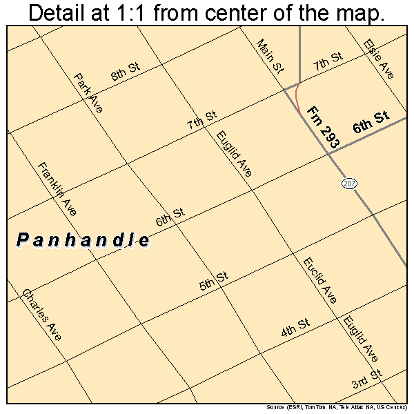 Panhandle, Texas road map detail