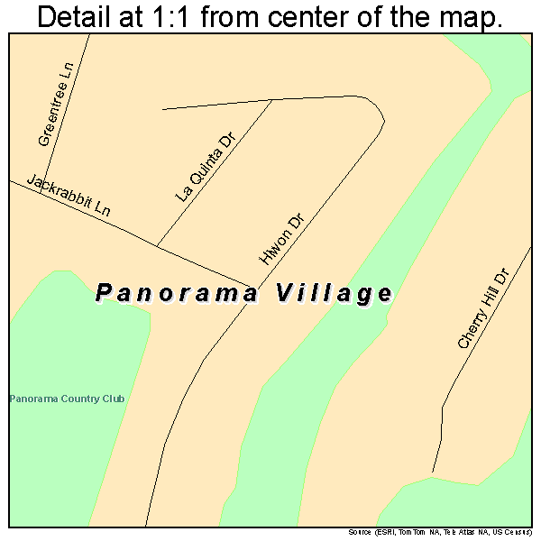 Panorama Village, Texas road map detail