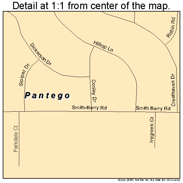 Pantego, Texas road map detail