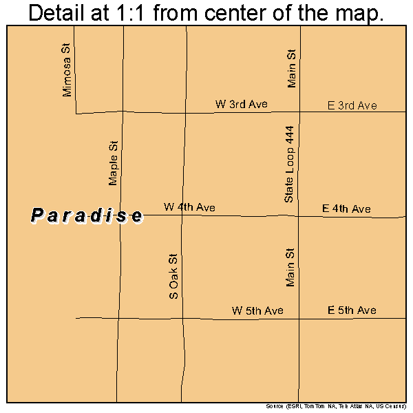 Paradise, Texas road map detail