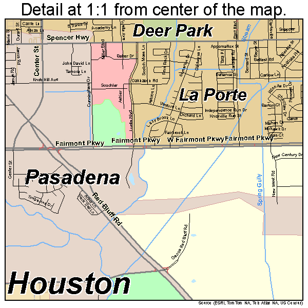Pasadena, Texas road map detail