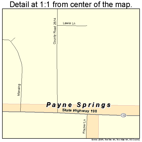 Payne Springs, Texas road map detail