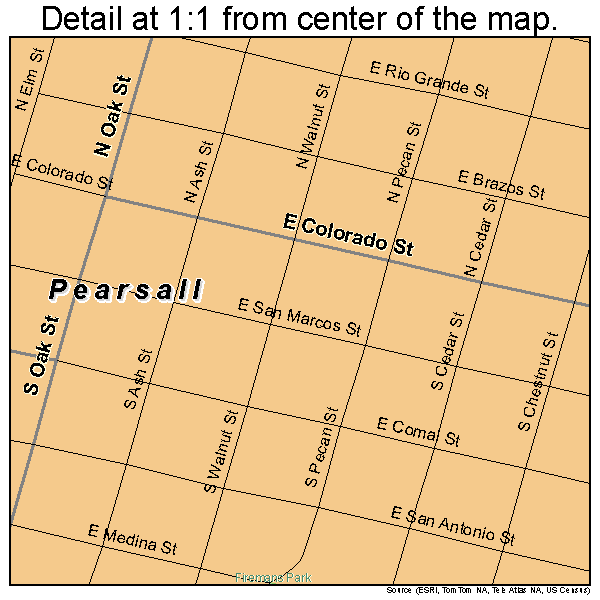 Pearsall, Texas road map detail