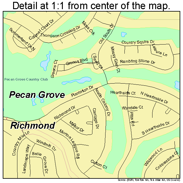 Pecan Grove, Texas road map detail