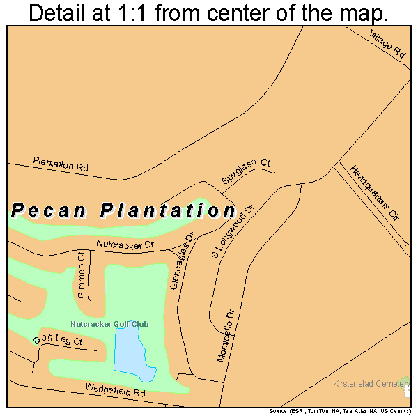 Pecan Plantation, Texas road map detail