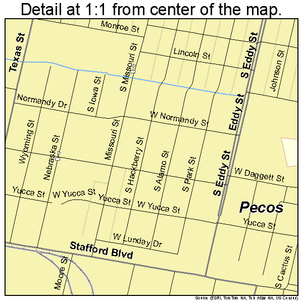 Pecos, Texas road map detail