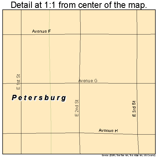 Petersburg, Texas road map detail