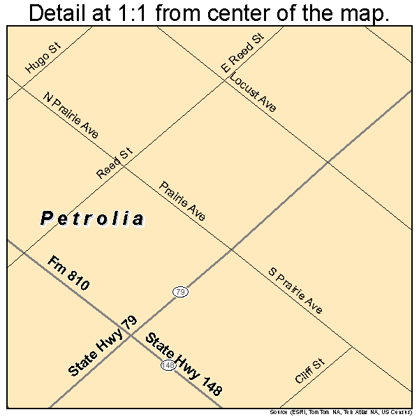 Petrolia, Texas road map detail