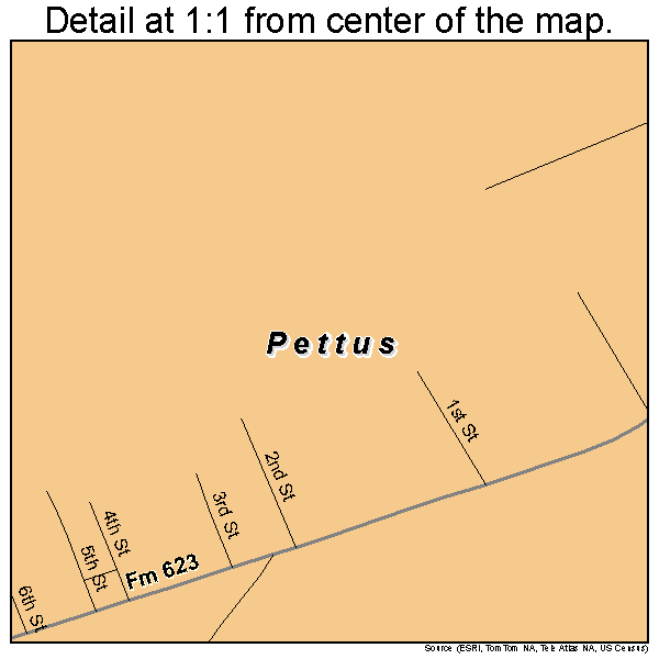 Pettus, Texas road map detail
