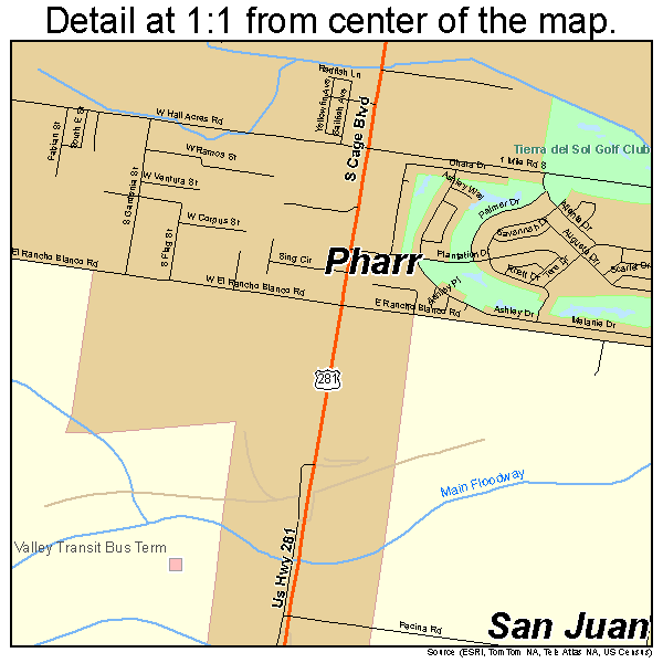 Pharr, Texas road map detail