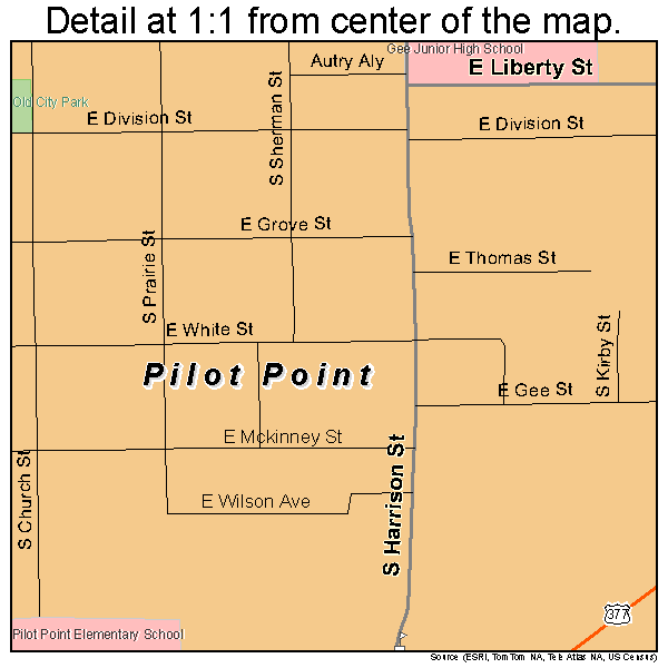 Pilot Point, Texas road map detail