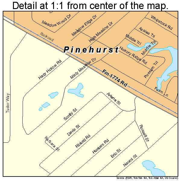 Pinehurst, Texas road map detail