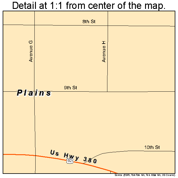 Plains, Texas road map detail