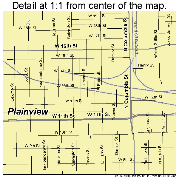 Plainview, Texas road map detail