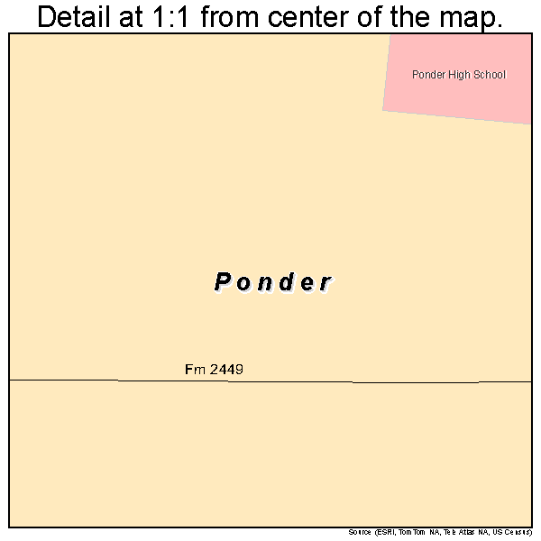 Ponder, Texas road map detail