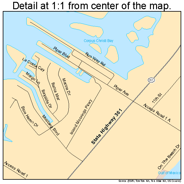 Port Aransas, Texas road map detail