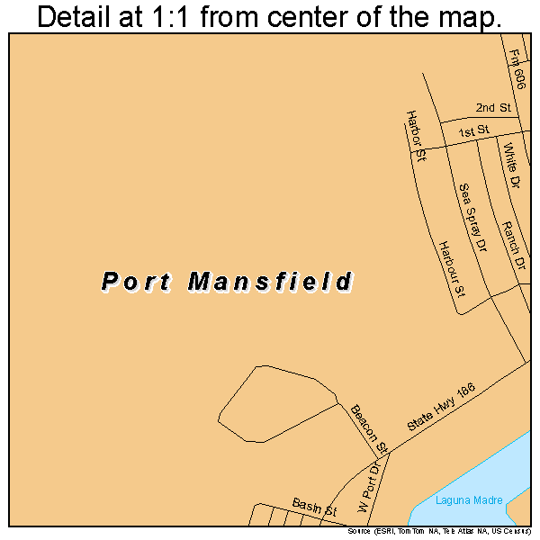 Port Mansfield, Texas road map detail
