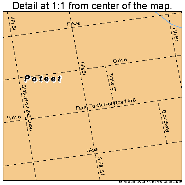 Poteet, Texas road map detail