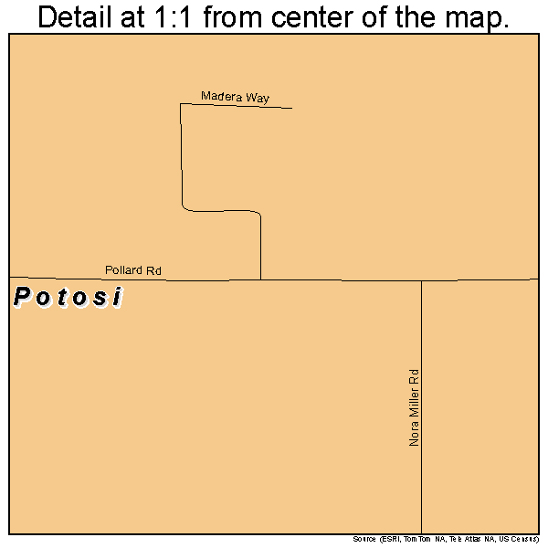 Potosi, Texas road map detail