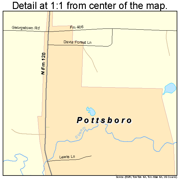 Pottsboro, Texas road map detail