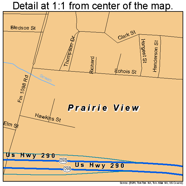 Prairie View, Texas road map detail