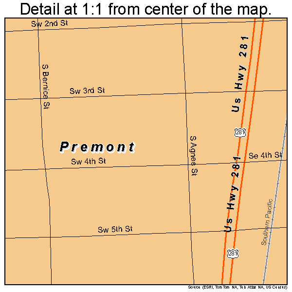 Premont, Texas road map detail