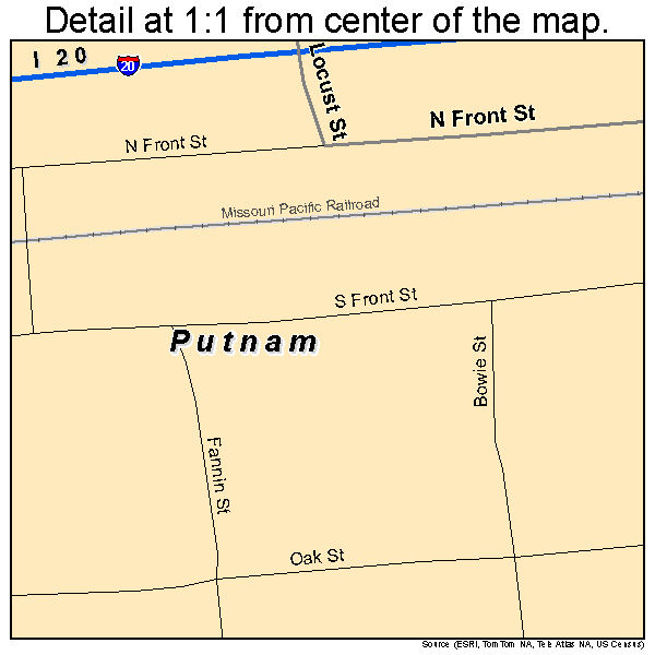 Putnam, Texas road map detail