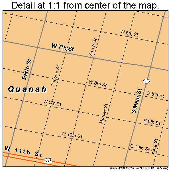 Quanah, Texas road map detail