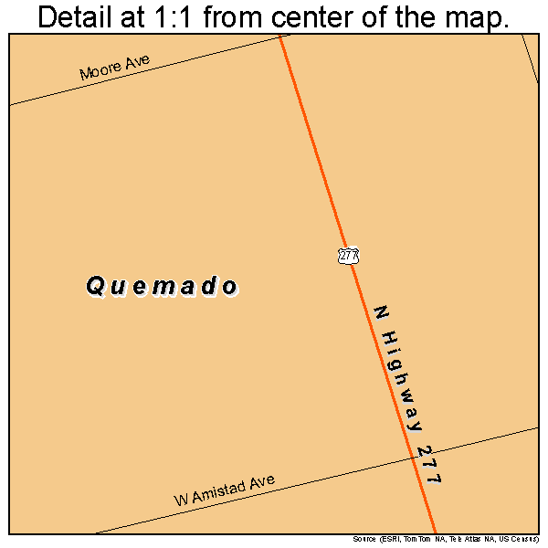 Quemado, Texas road map detail