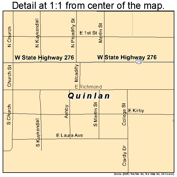 Quinlan, Texas road map detail