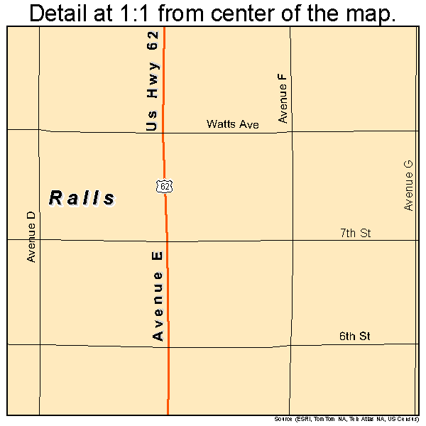 Ralls, Texas road map detail