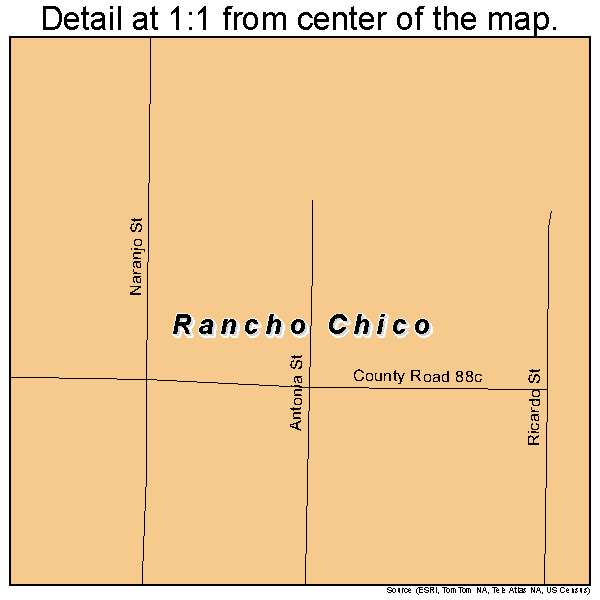 Rancho Chico, Texas road map detail