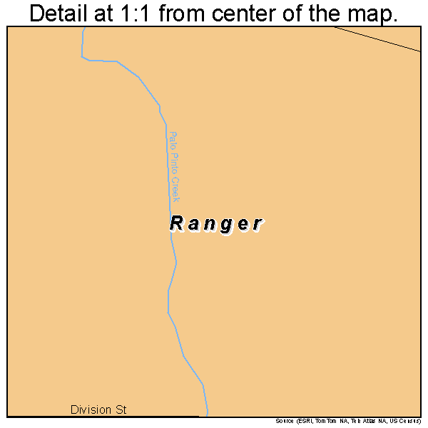 Ranger, Texas road map detail