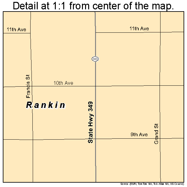 Rankin, Texas road map detail