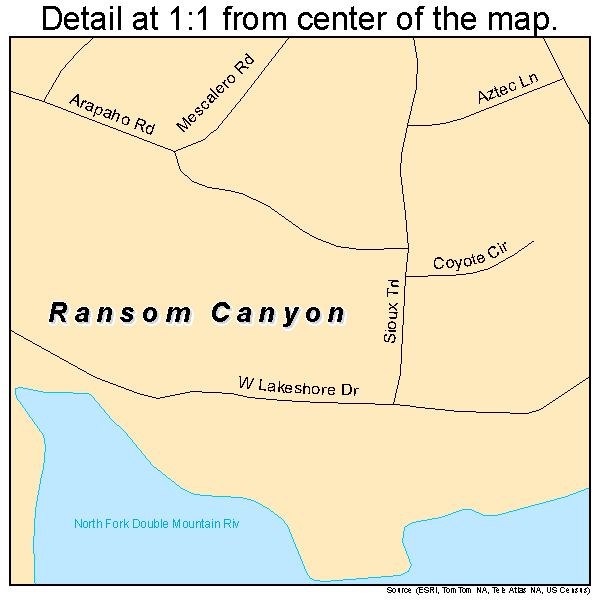 Ransom Canyon, Texas road map detail