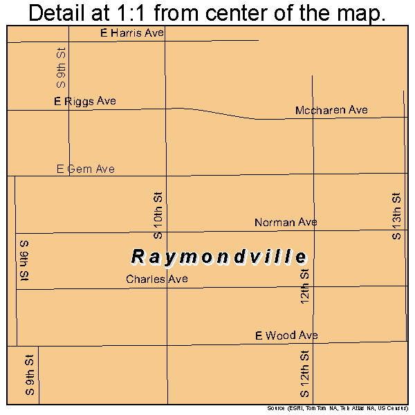 Raymondville, Texas road map detail