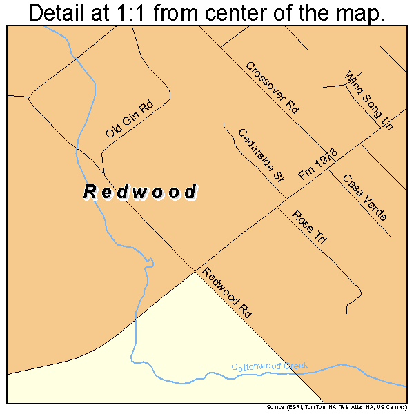 Redwood, Texas road map detail