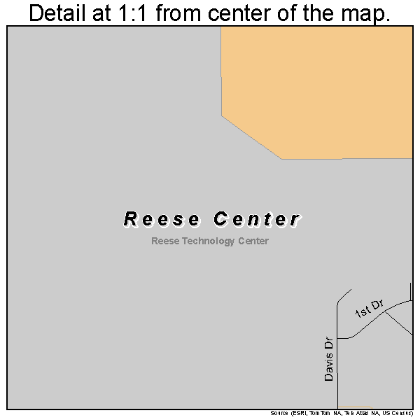 Reese Center, Texas road map detail