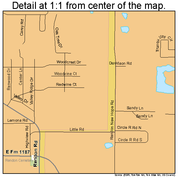 Rendon, Texas road map detail