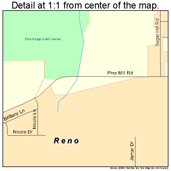 Reno, Texas road map detail